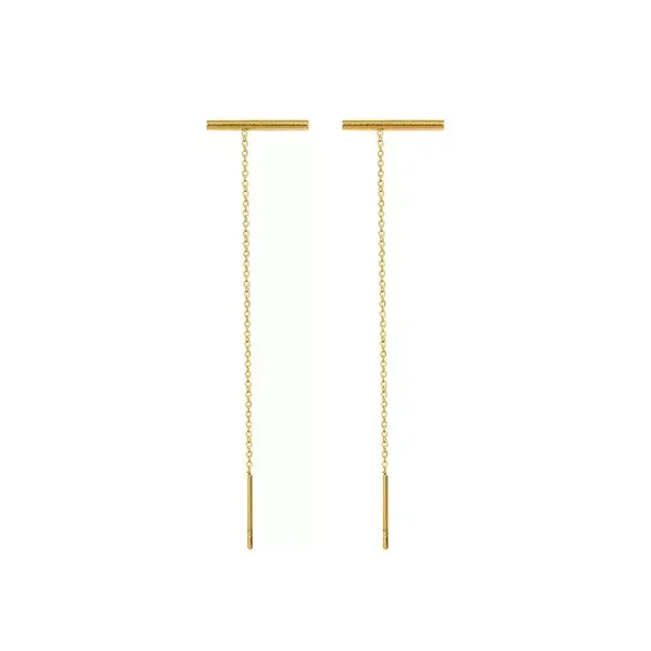 T line earrings gold