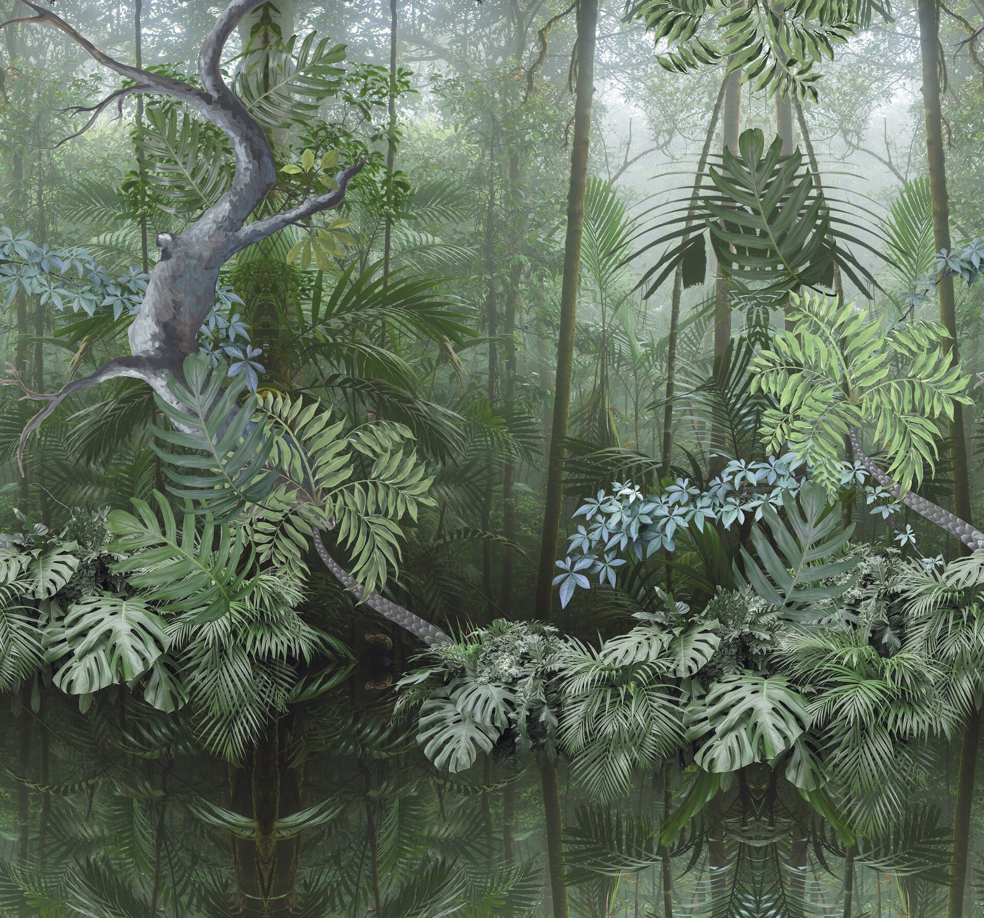 Vliesbehang repeterend 300 cm dessin Amazonas