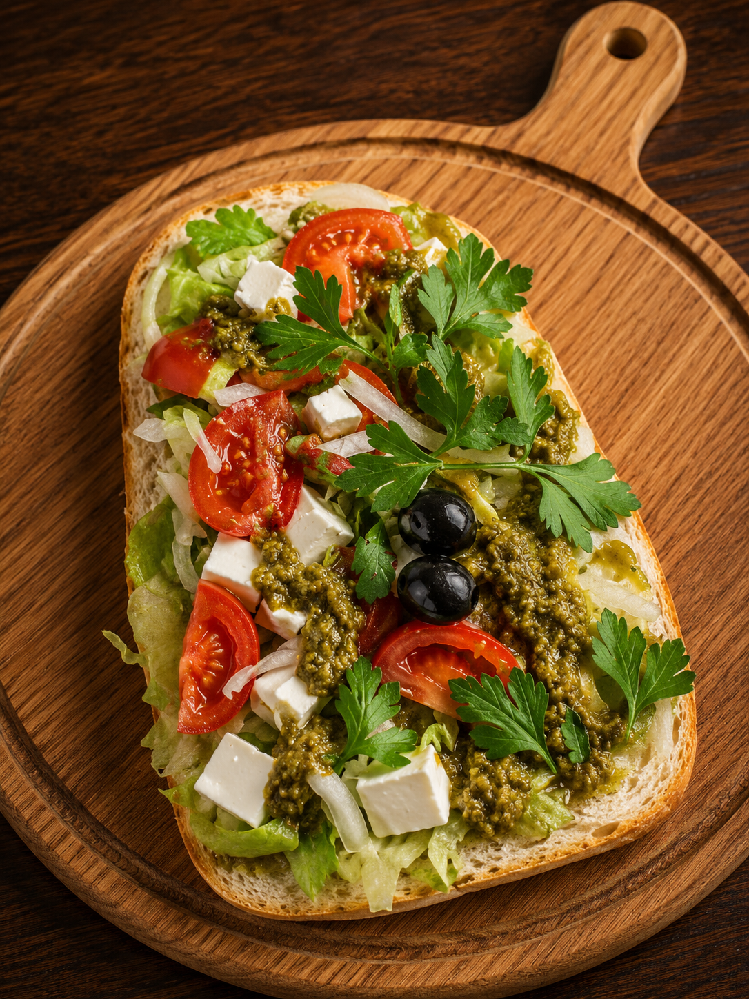 Turks brood met pesto, tomaat en kaas