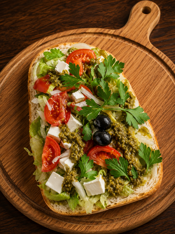 Turks brood met pesto, tomaat en kaas