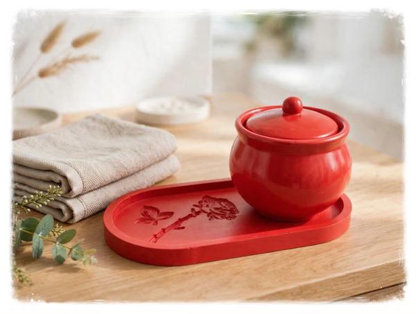 Pot de Rangement avec Couvercle + Plateau Ovale
