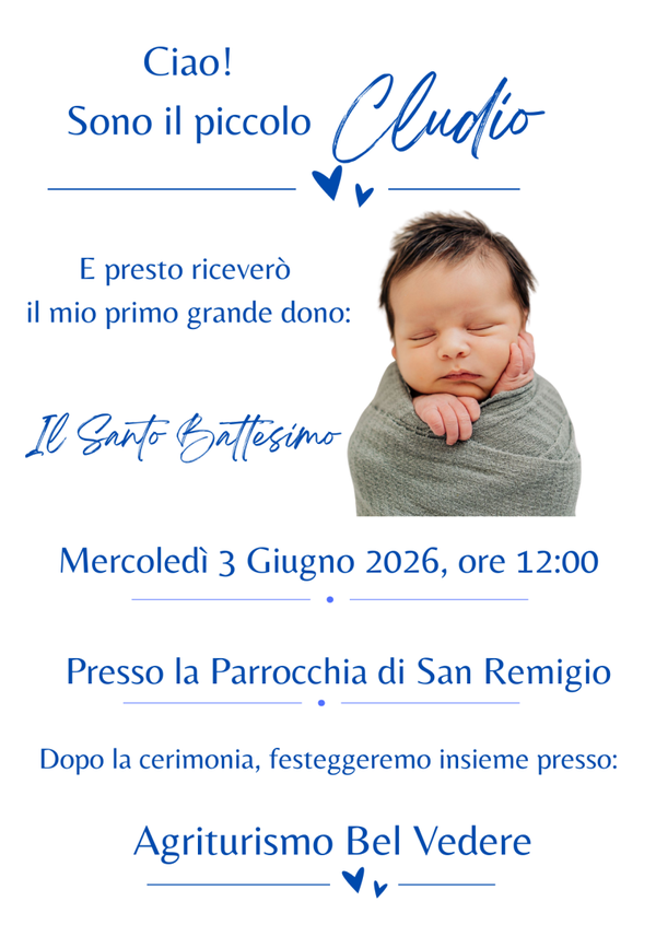 Invito Battesimo Digitale Personalizzato con Foto, RSPV, link Maps