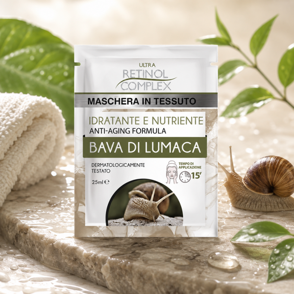 🐌 Masque Tissu Hydratant & Nourrissant à la Bave d’Escargot Retinol Complex – 25 ml