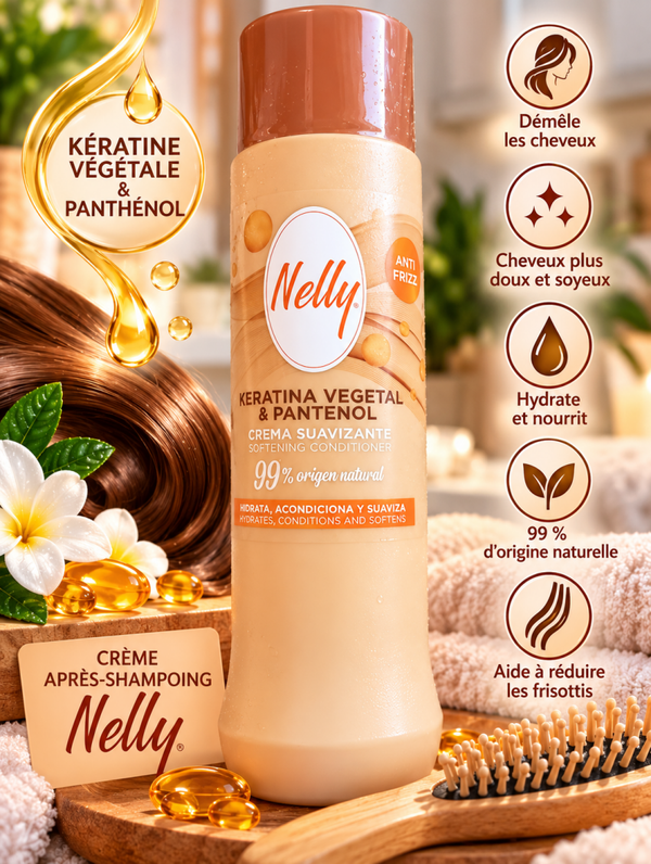 🤎✨ APRÈS-SHAMPOING NELLY À LA KÉRATINE VÉGÉTALE & AU PANTHÉNOL ✨🤎750 ml