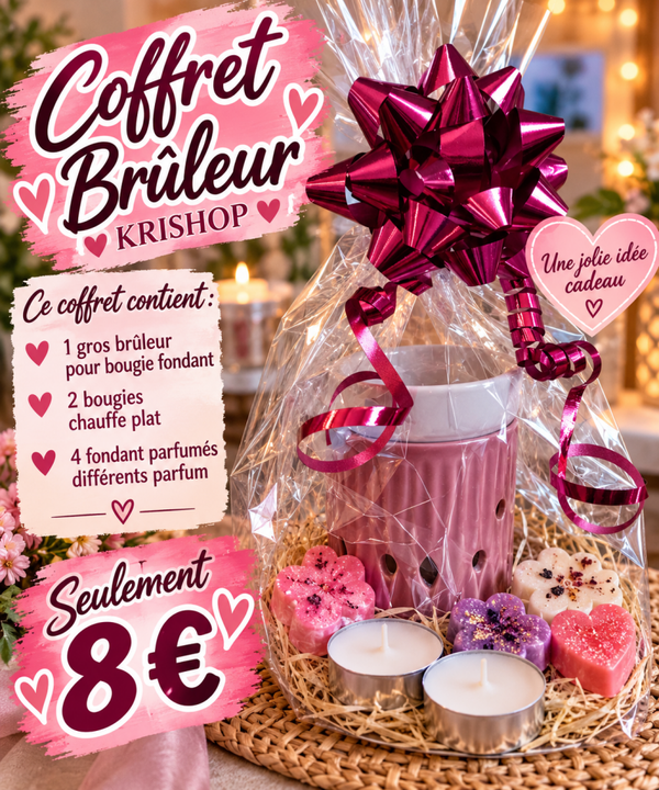 🎄🎁Coffret maxi brûleur + 2 bougie chauffe plat +4 fondant parfumé différents parfum 🎄🎁
