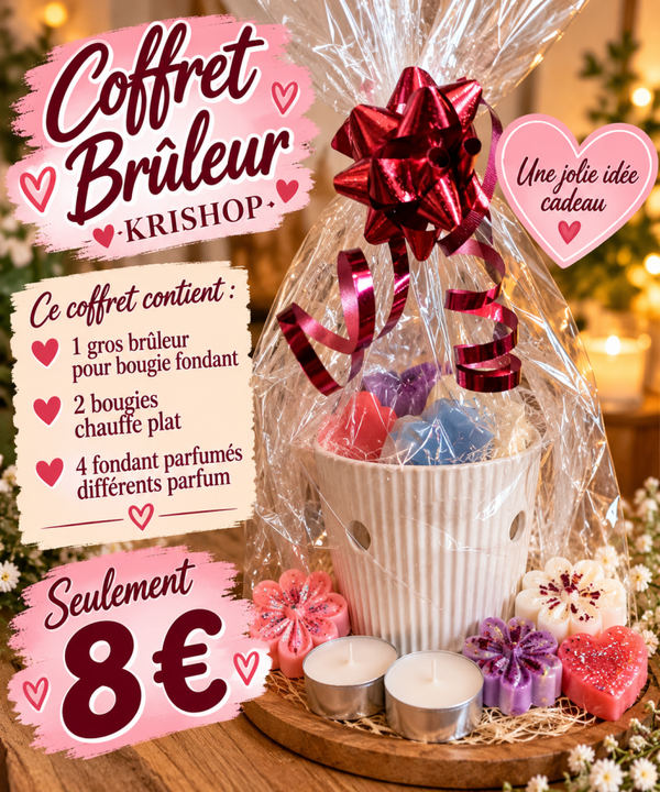 🎄🎁Coffret maxi brûleur + 2 bougie chauffe plat +4 fondant parfumé différents parfum 🎄🎁