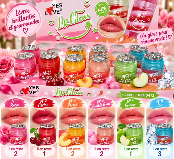 💋✨ LIP GLOSS YES LOVE – 6 PARFUMS / COULEURS ✨💋