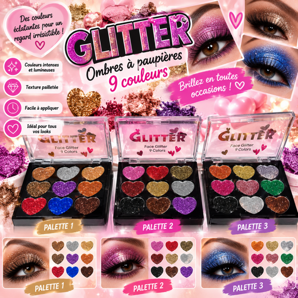 💖✨ PALETTE DE GLITTER YES LOVE – 9 COULEURS ✨💖