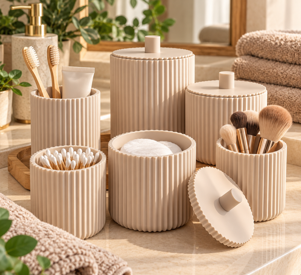 🤍 1 pot de rangement salle de bain beige