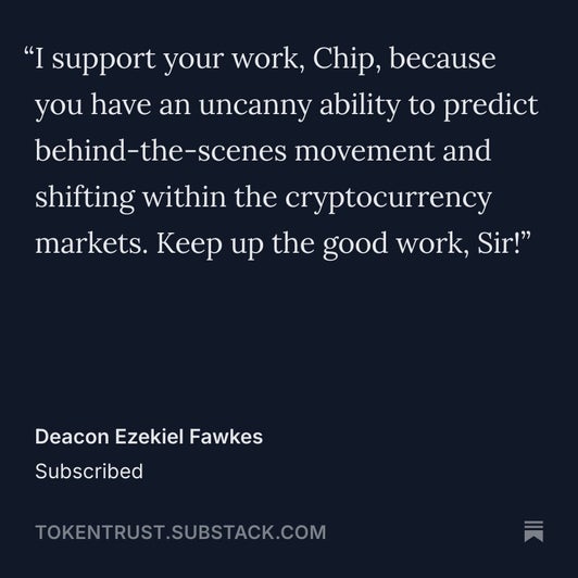 Paid Token Trust member comment about Chip Mahoney's research