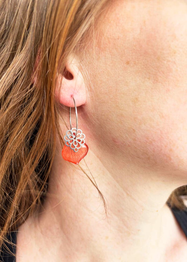 Boucles d'oreilles | Créoles tons rouges