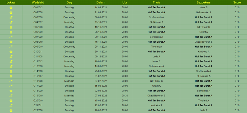 Kalender A-ploeg Sporta