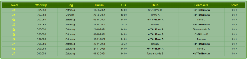 Kalender A-ploeg Sporta Jeugd