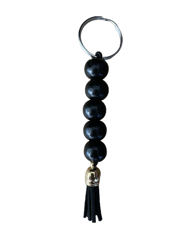 Sleutelhanger - houten kralen - zwart