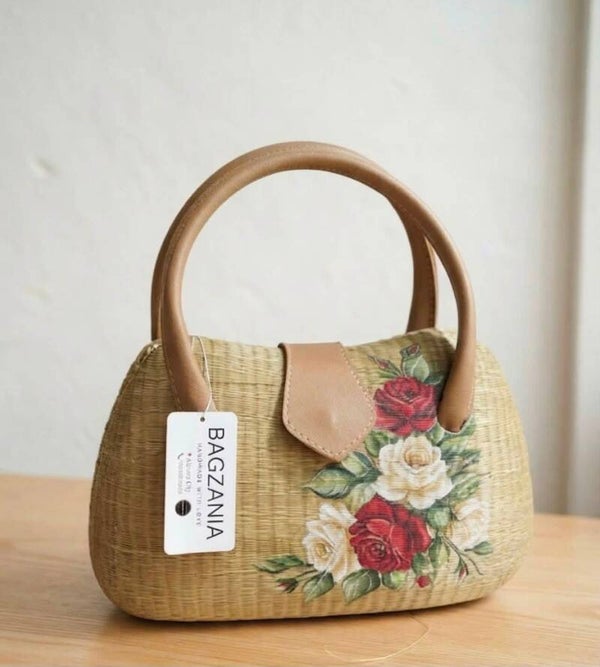 Handbemalte Buri-Fasertasche
