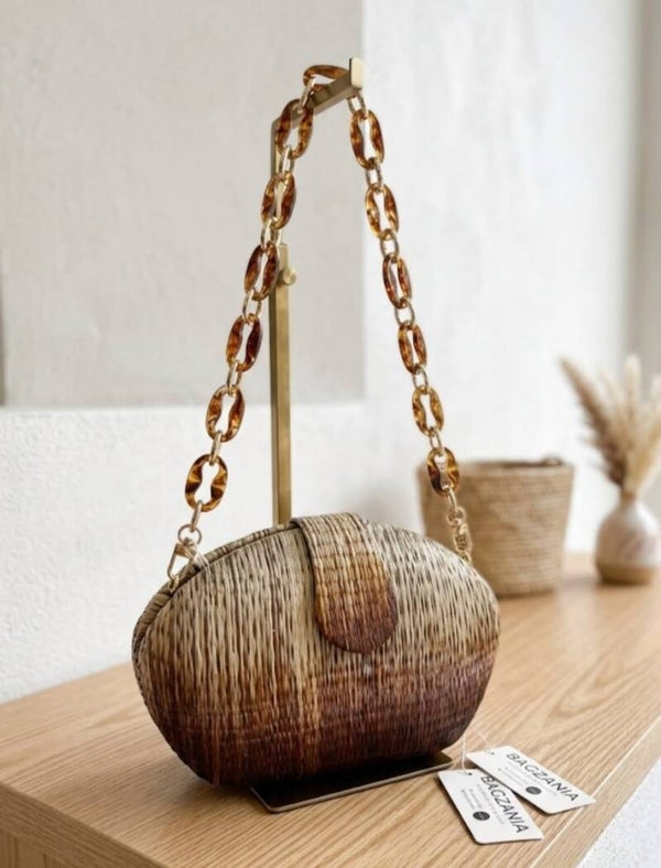 Handgefertigte Buri-Faser-Smoky Amber