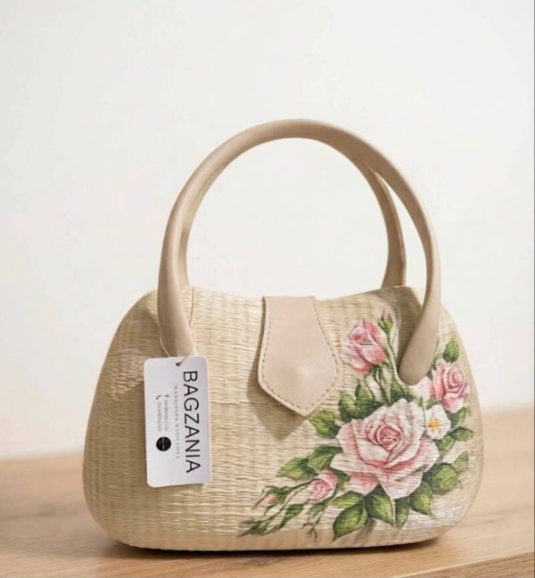 Handbemalte Buri-Fasertasche