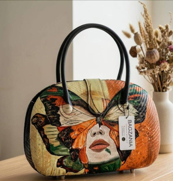 Handbemalte Buri-Fasertasche