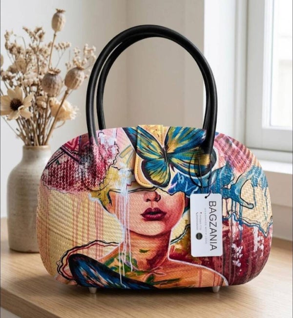 Handbemalte Buri-Fasertasche