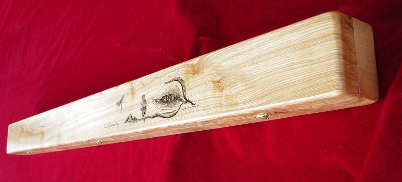 Etui en frêne, encastrement canne + moulinet