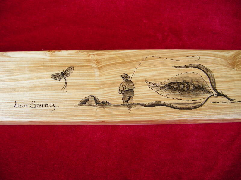 Etui en frêne, encastrement canne + moulinet