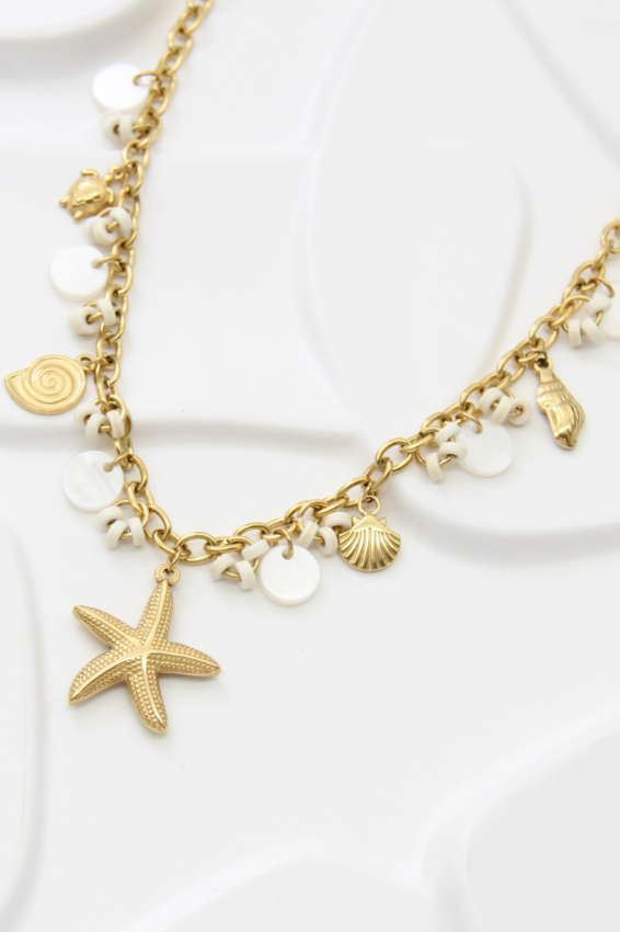 Collier étoile de mer en acier inoxydable doré – Charms marins tendance