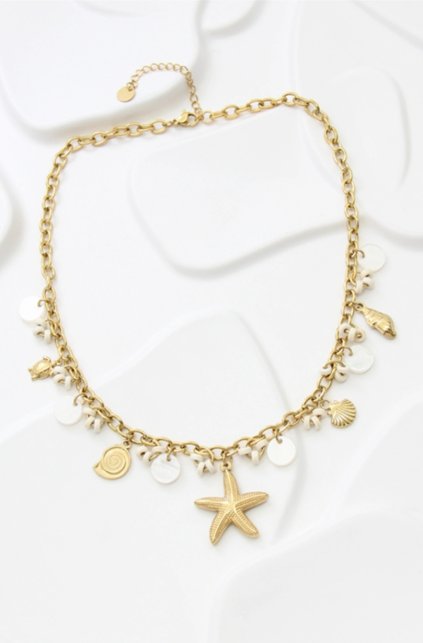 Collier étoile de mer en acier inoxydable doré – Charms marins tendance