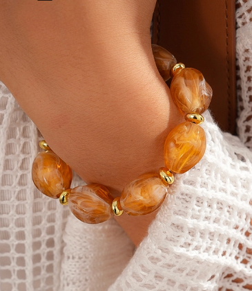 Bracelet en résine acrylique ocre