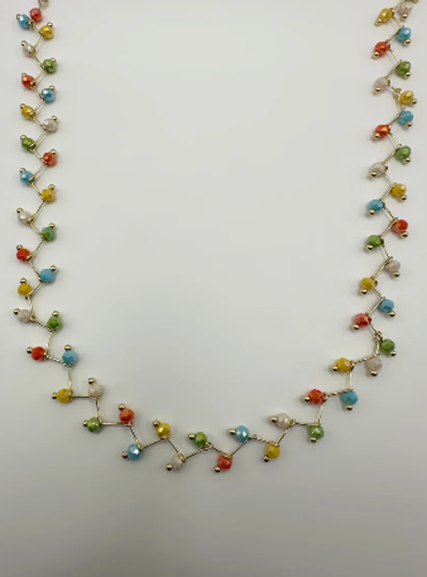 Collier ras de cou en acier inoxydable, à perles multicolores