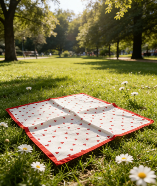 Petit foulard carré 70*70 cm imprimé petits cœurs rouges