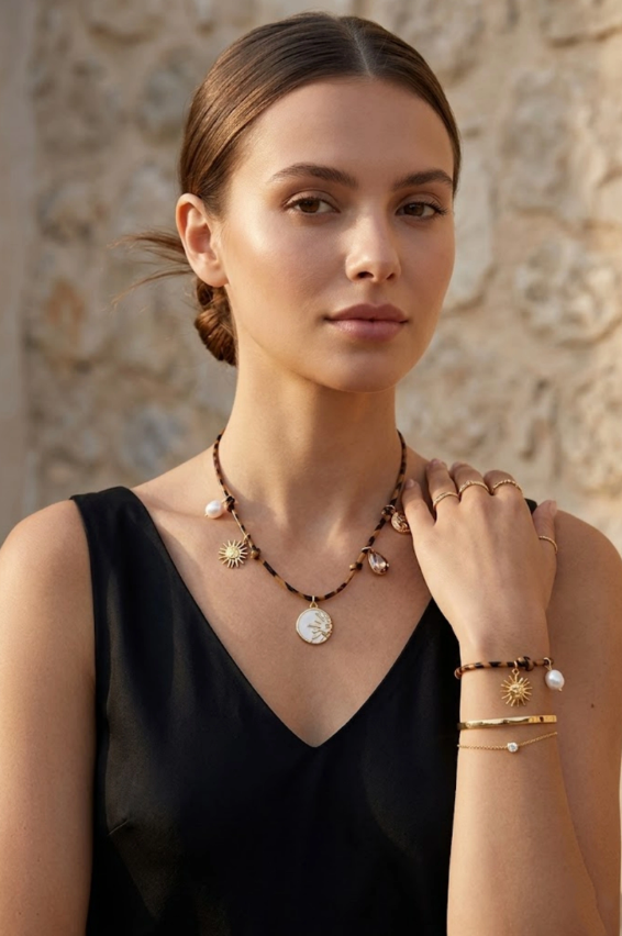 Collier charms léopard – acier inoxydable & pendentifs dorés