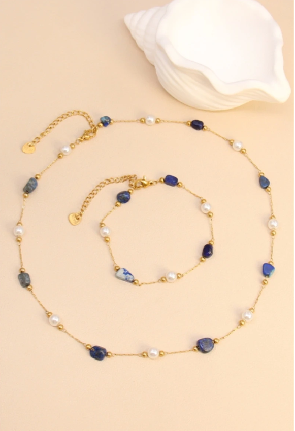 Bracelet Pierre & Perle – Élégance Naturelle en Acier Inoxydable