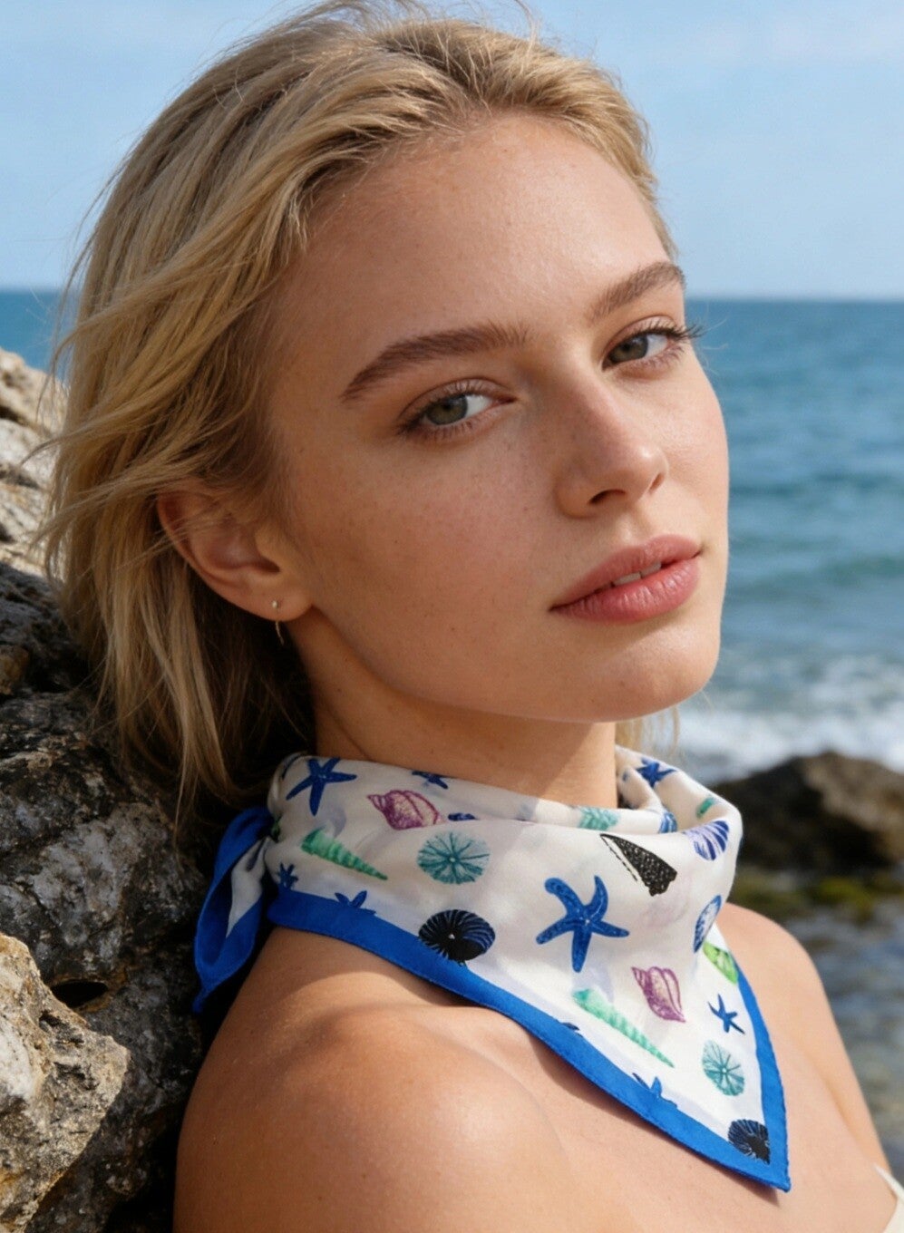 Foulard léger pour printemps/été, motif marin