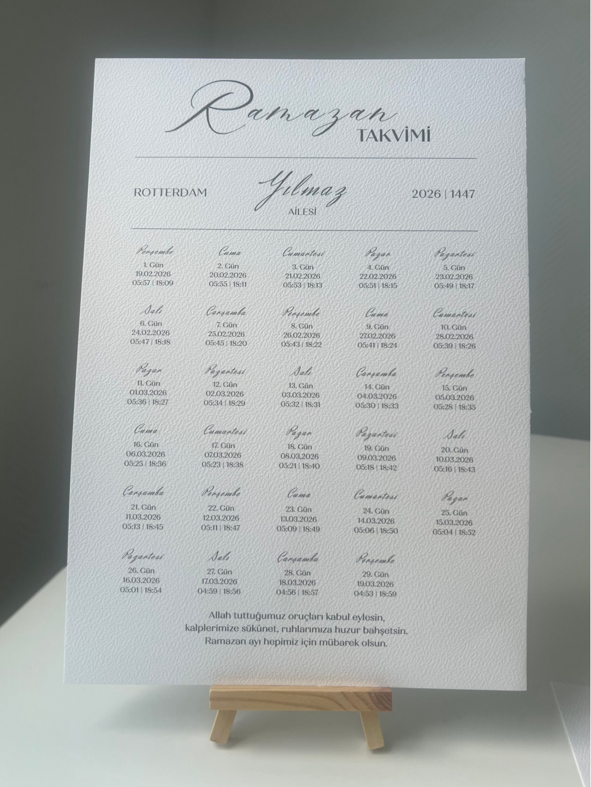 Gepersonaliseerde Ramadan Kalender - A4
