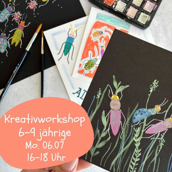 Kreativkurs - Krabbelkäfer (6-9 Jahre),  Mo 6.07.2026, 16-18:00 Uhr, Stadtamhof 20, 93059 Regensburg