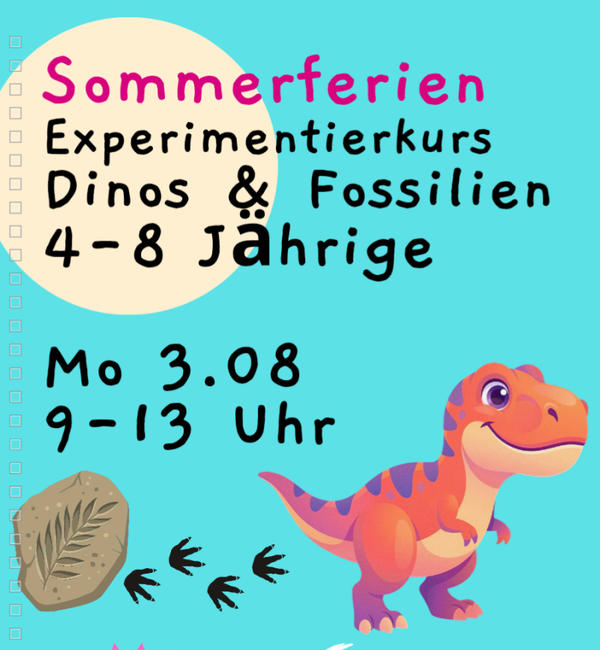 Sommerferien Forschertag - Fossilien & Dinos - Mo 3.08.2026, 9-13 Uhr, Kursort Stadtamhof 20 Regensburg, 4-8 Jährige