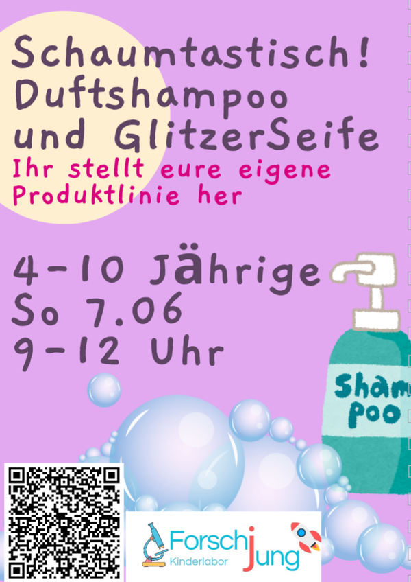 Duft Shampoo und Glitzerseife (4-10 Jährige) So 7.06, 9-12 Uhr, Kursort Stadtamhof 20 Regensburg