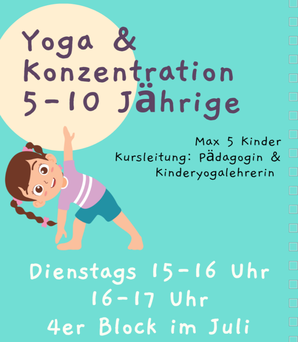 Yoga & Konzentration (5-10 Jährige) - 4er Block / max 5 Kinder, dienstags 15-16 Uhr
