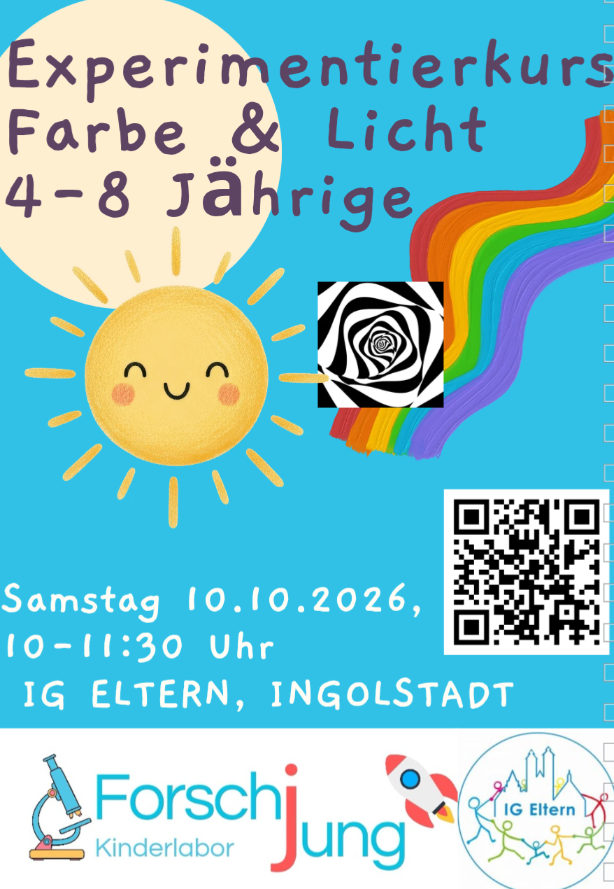 Farbe und Licht (4-8 Jahre), Sa 10.10.2026, 10-11:30 Uhr, Kursort: ViaVitae, Levelingstraße 7, 85049 Ingolstadt, 2.OG Links