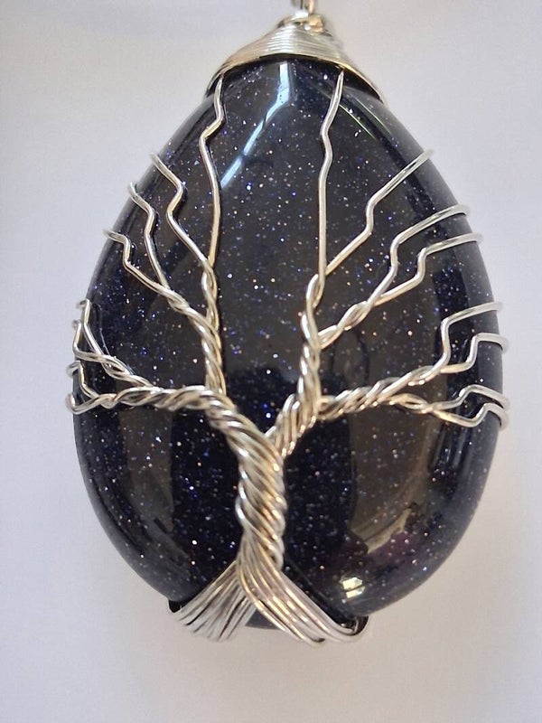 Pendentif Goutte résinée noire pailletée