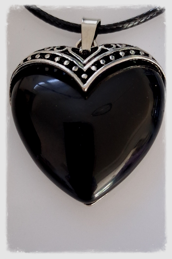 Pendentif Gros Cœur Onyx