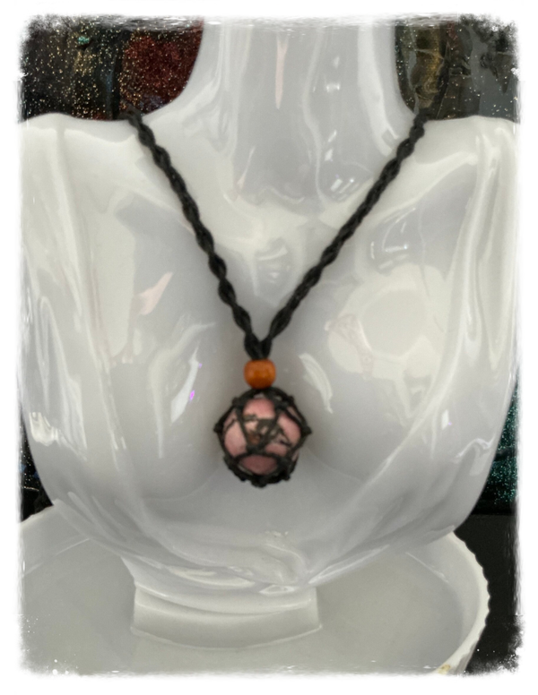 PENDENTIF MINERAL RHODONITE