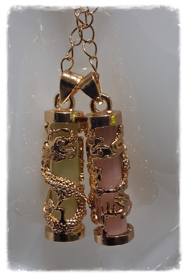 2 PENDENTIF MINERAL COEUR DE DRAGON