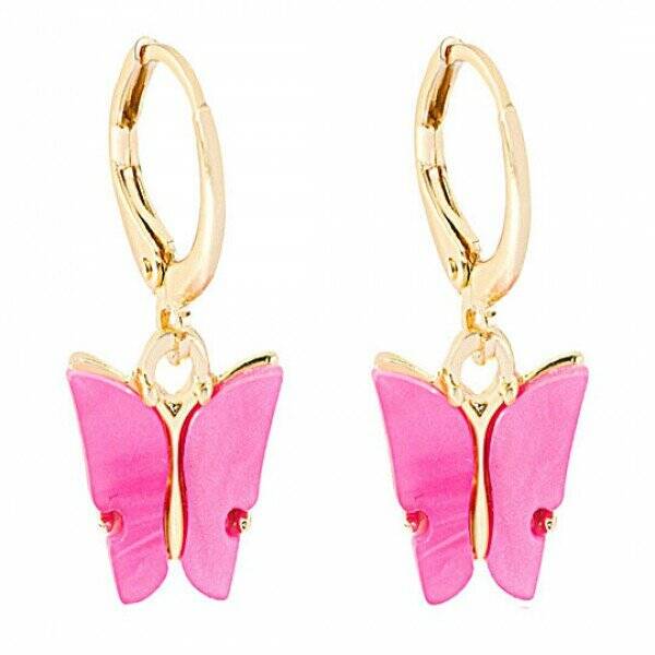 vlinder pink earrings gold