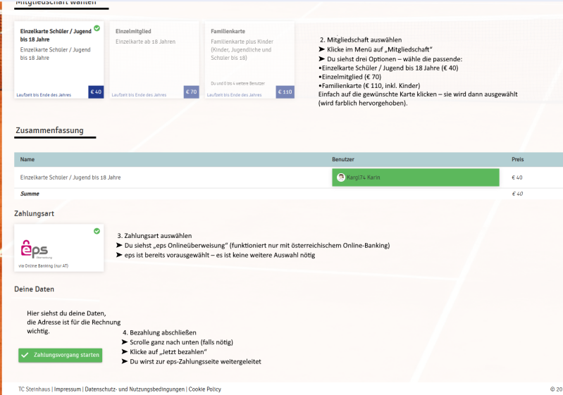 Mitgliedschaft auswählen