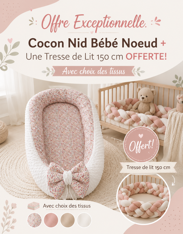 Cocon nid bébé noeud + Tresse de lit 150 cm OFFERT
