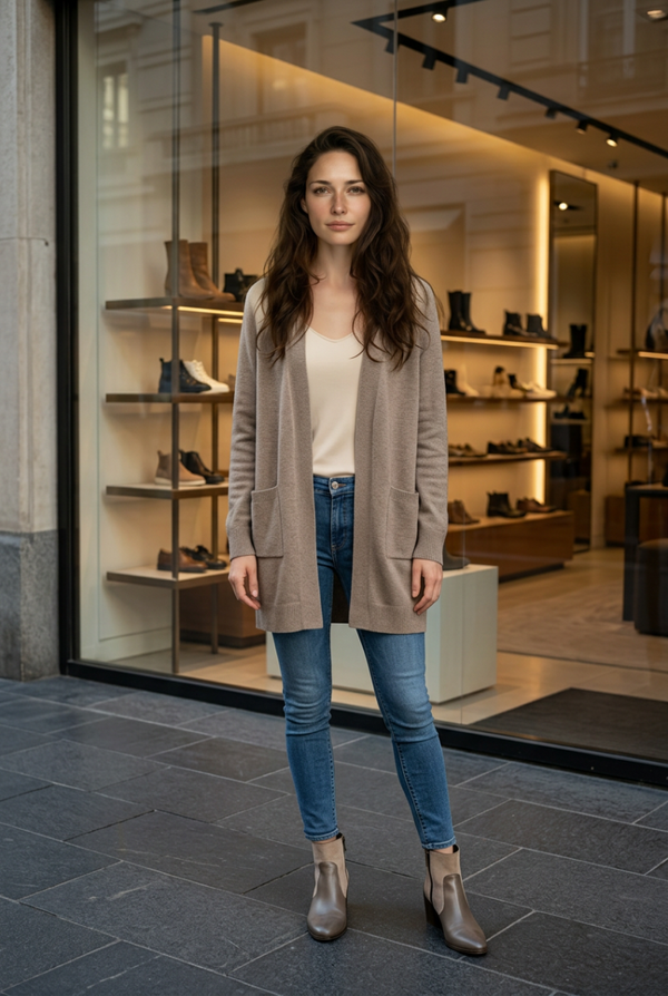 Gilet asymétrique taupe