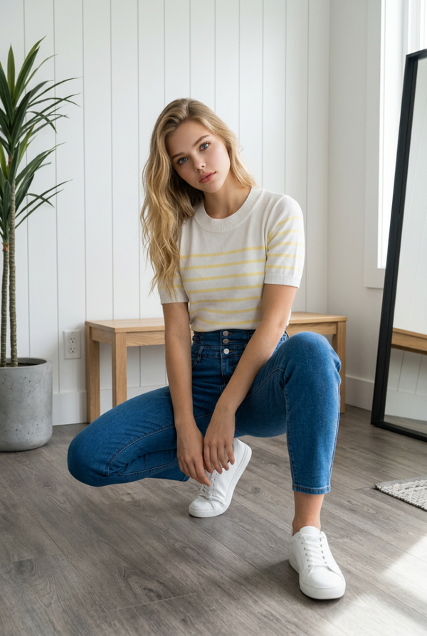 T-shirt rayé Aria jaune