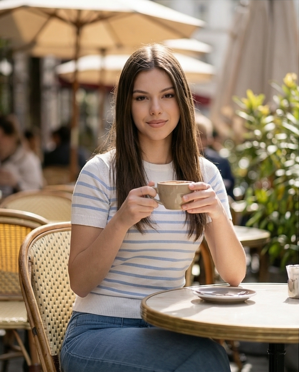 T-shirt rayé Aria bleu