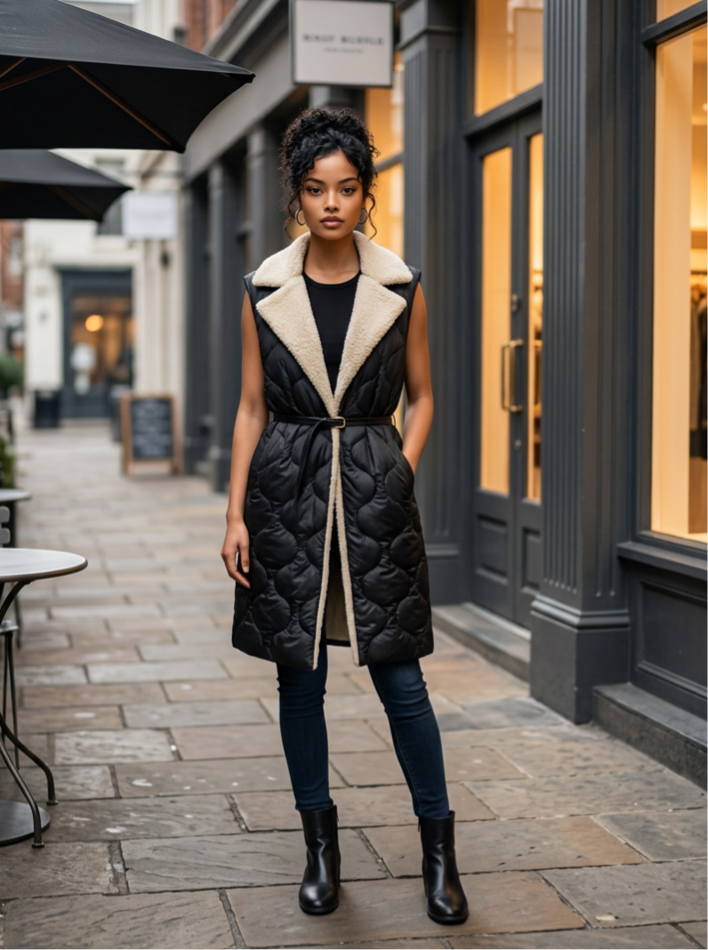 Doudoune sans manche fourrure Béa